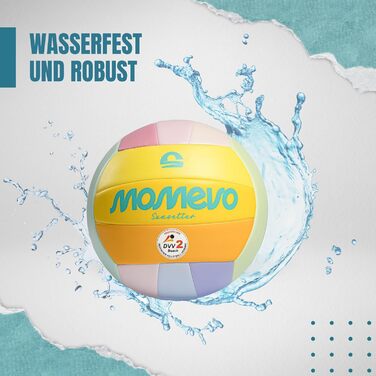 М'яч для волейболу Momevo Beachvolleyball, 2025, розмір 5, сертифікований DVV, м'яка поверхня, для пляжного волейболу, для активного відпочинку, як подарунок (тільки м'яч, кольори веселки)