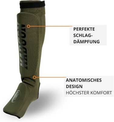 Набір захисних щитків для ніг MADGON (оливковий/чорний) L - для MMA, кікбоксингу, бойових мистецтв. 1 пара + мішок