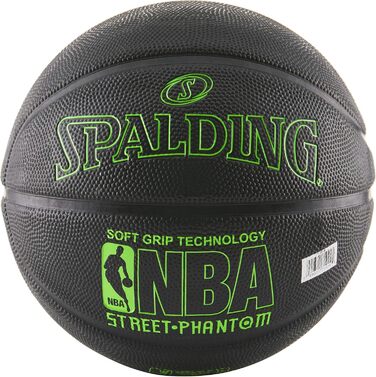 М'яч для баскетболу Spalding NBA Street Phantom, 74.9 см, неоново-зелений/чорний, розмір 7 (29.5')