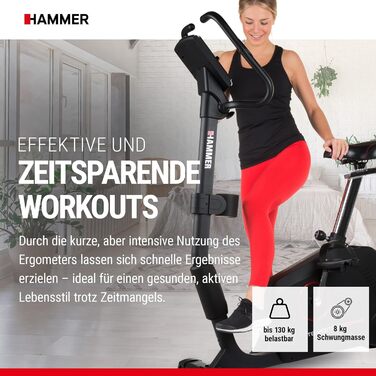 Велотренажер HAMMER Cardio Motion BT для дому, з Bluetooth, тихий, зручний сідло, легкий вхід, підходить для літніх, тримач для планшета, 110x52x140 см