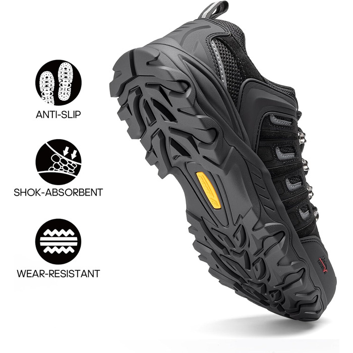 Чоловічі водонепроникні трекінгові черевики NORTIV 44 EU (Чорний, Сірий)