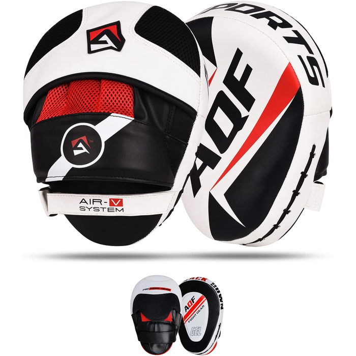 Боксерські рукавички Pratzen Rex Leder: рукавички для ударів, захисні подушки, тренування з самооборони, кікбоксинг, таеквондо, муай-тай (біло-чорні)