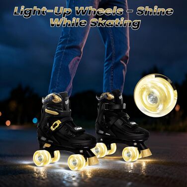 Дитячі ролики Nattork з LED, регульовані, 37-41 EU (Золотий)