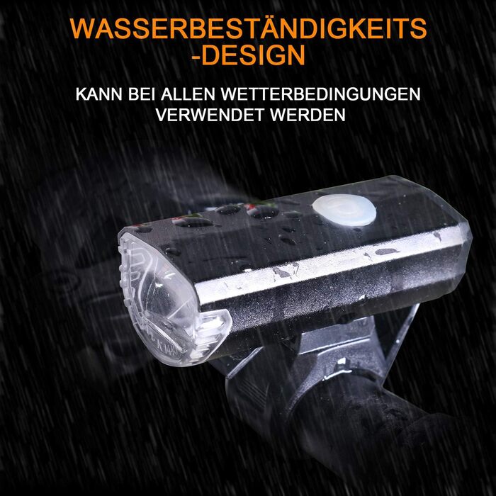 Велофара ITSHINY USB - комплект переднього та заднього світла, водонепроникний, з алюмінію, LED, StVZO, чорний