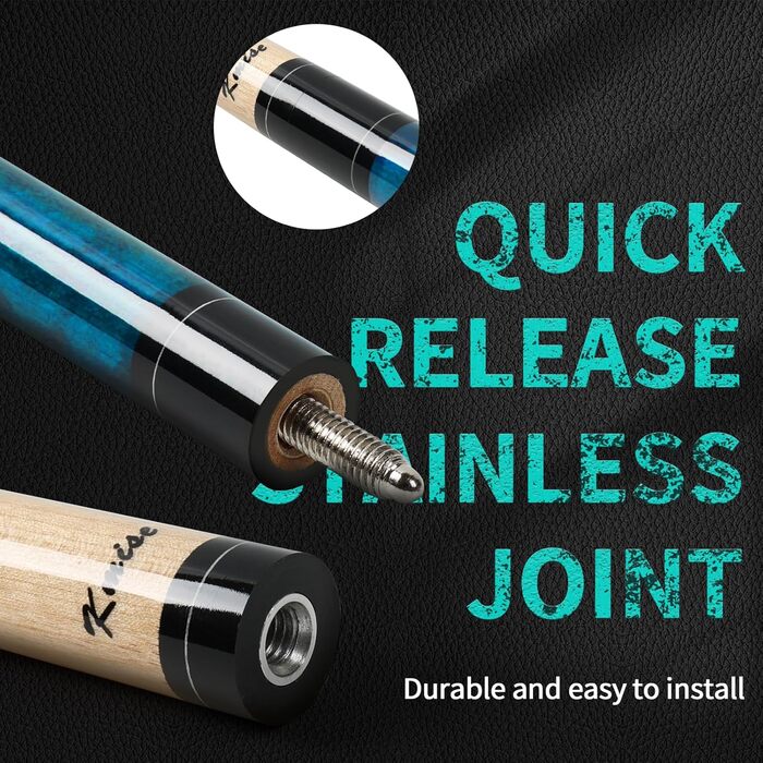 Більярдний кий Kmise професійний, 147 см, канадське кленове дерево, 13 мм шкіряний наконечник, 3D-антиковзаючий грип, для дорослих/початківців/професіоналів, набір 4 шт.