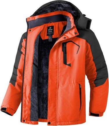 Чоловіча гірськолижна куртка Wantdo - тепла флісова, водонепроникна, дихаюча, з капюшоном, вітрозахисна, для активного відпочинку (Помаранчевий, M)