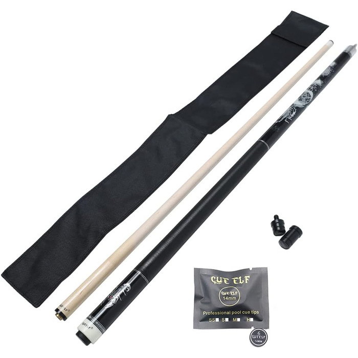 Більярдний кий Billardqueue, 147.3 см, дерево, горіх, клен, наконечник 13 мм, чорний, 20oz