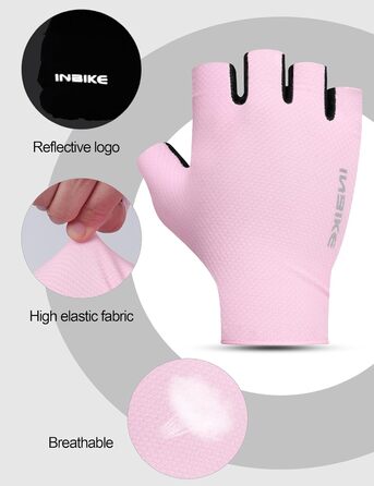 Велосипедні рукавички INBIKE Habfinger для чоловіків, літні, ударостійкі, дихаючі, світловідбиваючі, зелені (L, Рожевий)