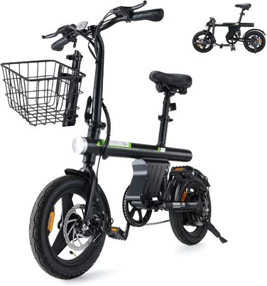 Складаний електровелосипед Finbike 14/16 дюймів, 250Вт, акумулятор 7.8Аг, швидка зарядка 3 години, 3 режими їзди, максимальна дальність 45 км, для дорослих та підлітків