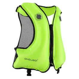 Надувна рятувальна жилетка для дорослих, до 100 кг та 150-200 см, регульована подвійна камера, висока видимість для каякінгу, SUP, серфінгу, дайвінгу (відповідно до стандарту ЄС) (Зелена)