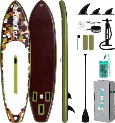 Надувний SUP-борд FunWater 11'10'6' з аксесуарами: весло, насос, сидіння. Кольори: ADLER-SCHWARZ&GRAU, CAMO-BRAUN