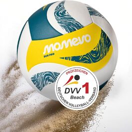 Волейбольний м'яч SunPro для пляжного волейболу, сертифікований DVV, розмір 5, м'яка мікрофібра, PU поверхня - для пляжного та вуличного спорту, подарунок (без насоса)