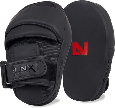 LNX Пади для рук Performance Pro, матові, чорні, вигнуті, для професійного тренування з боксу, кікбоксингу, муай-тай, MMA