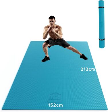 APBEAR Йога-мат XXL 213×152×0,8 см, фітнес-мат антиковзкий, високої щільності, PVC, для спорту та гімнастики, синій