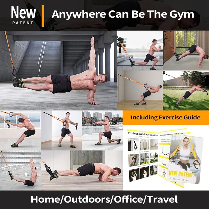 Набір для тренувань з власною вагою Moulyan: повний комплект для фітнесу вдома та на вулиці (помаранчевий/чорний)