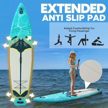 Надувний SUP-борд Ray Grün Extra Wide: дошка для плавання з фіном, насосом та сумкою для транспортування
