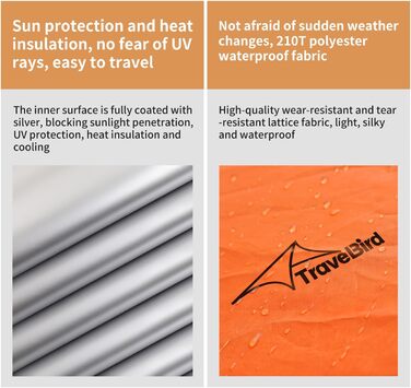 Гамак-намет Travel Bird з москітною сіткою та сонцезахистом, 290x140 см, великий простір, багатофункціональний, легкий, з ременями для кріплення до дерева, підходить для кемпінгу та відпочинку на природі (зелений/помаранчевий)