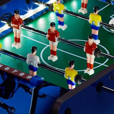 Настільний футбол Relaxdays з LED-підсвіткою, для дітей і дорослих, 4 ігрові стрижні, 2 м'ячі, синій