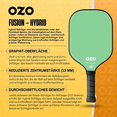 OZO Гібридна ракетка для піклболу для початківців, зелена