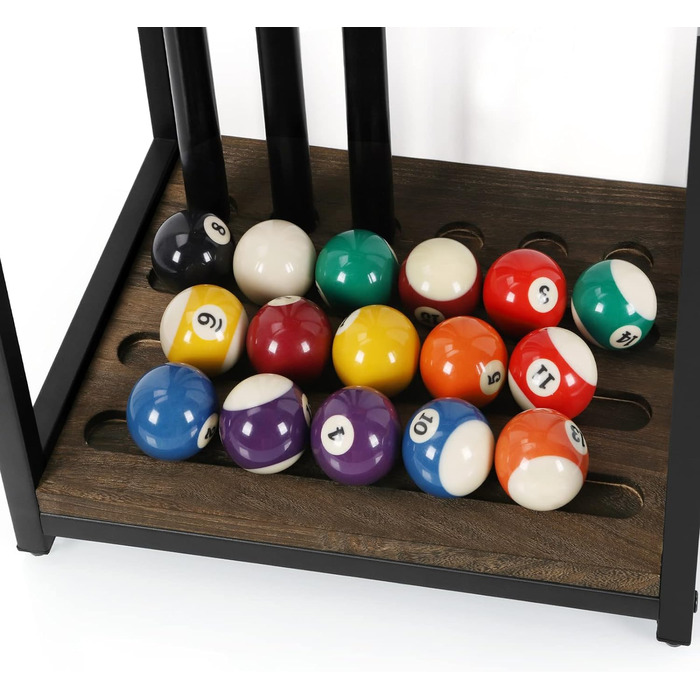 Стенд для більярдних київ Smusei: тримає 6 київ, дерев'яний, для більярдного столу, аксесуар для клубу/ігрової кімнати, темно-коричневий