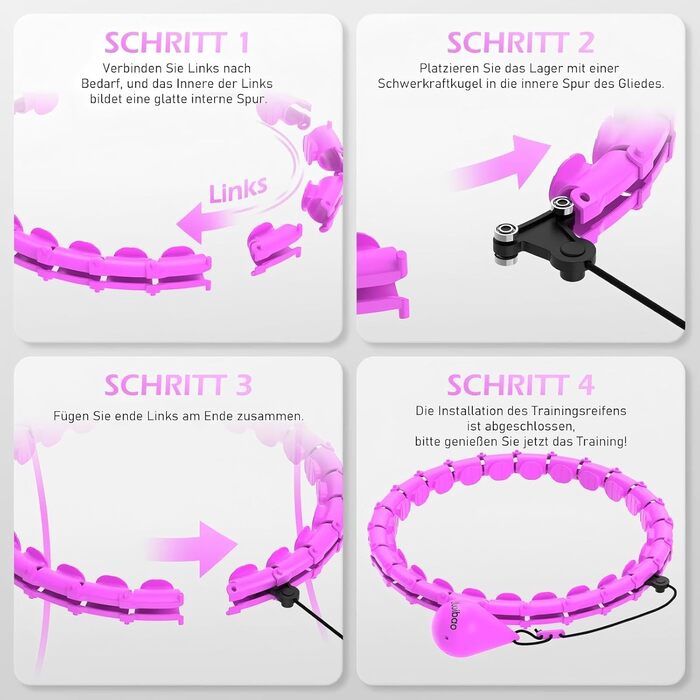 Обруч для схуднення з ваговим кільцем Smart Hoop для дорослих та початківців, фіолетовий, 120 см (77-132 см)