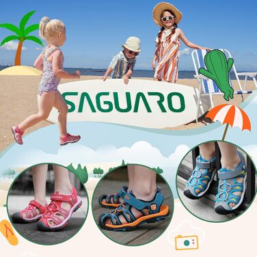 Сандалі дитячі SAGUARO для хлопчиків та дівчаток трекінгові, дихаючі, нековзкі, для походів (Зелені, 37 EU)