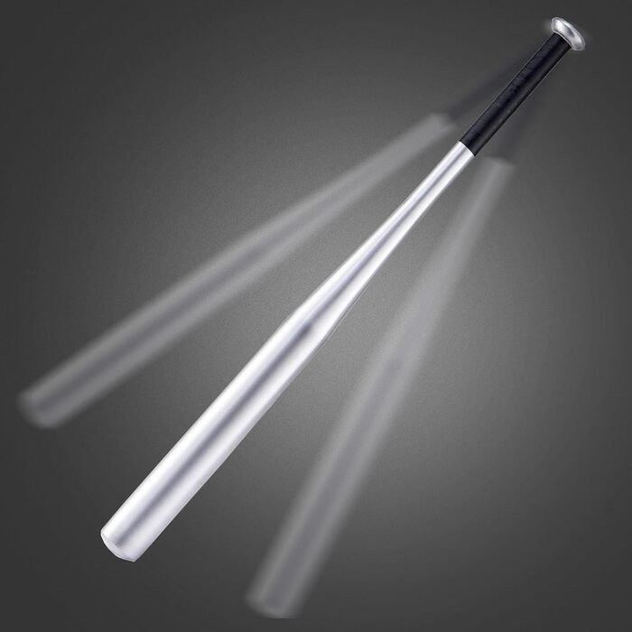 Бейсбольна бита сталева – 82 см, з неслизькою ручкою для спорту, відпочинку та безпеки, міцна та довговічна для дорослих та підлітків (алюміній 405 г, срібна)