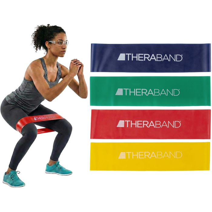 TheraBand Набір гумових петель для фітнесу (4 шт.), 30 см, для ніг, сідниць, реабілітації, вправ, розтяжки, силових тренувань - всі рівні