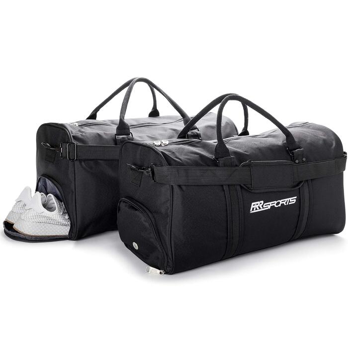 Спортивна сумка для тренувань з відділенням для взуття, чорна (30 л) для жінок, чоловіків та дітей — для фітнесу, спортзалу та футболу (50x25x28 см), комплект 2 шт.