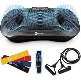 LifePro Вібраційна платформа для тренувань – комплексні тренування всього тіла, фітнес-платформа з еластичними стрічками, обладнання для домашніх тренувань для схуднення та підтяжки, колір: чорний