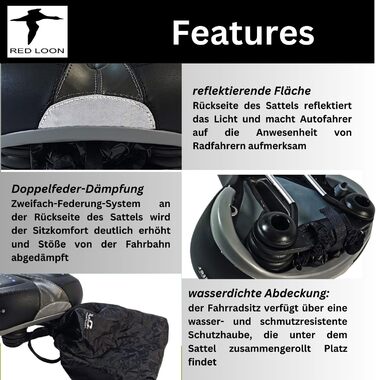 Сідло для велосипеда чоловіче, гелеве - Red Loon Globetrotter - для Citybike, комфортне, з водонепроникною кришкою, 245x225мм