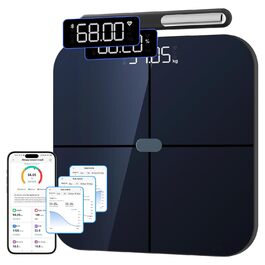 Ваги Healthkeep для зважування людини, розумний імпедансометр з 8 електродами, Wi-Fi та Bluetooth, 46 показників тіла, сумісність з Android та iOS, точність, до 180 кг, 30x30 см