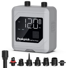 Електричний насос для SUP-дошки 20 PSI, акумуляторний компресор для падлборда, сап-борда, кемпінгового надувного матраца та тенту, двоступеневе роздування та стравлювання, сірий