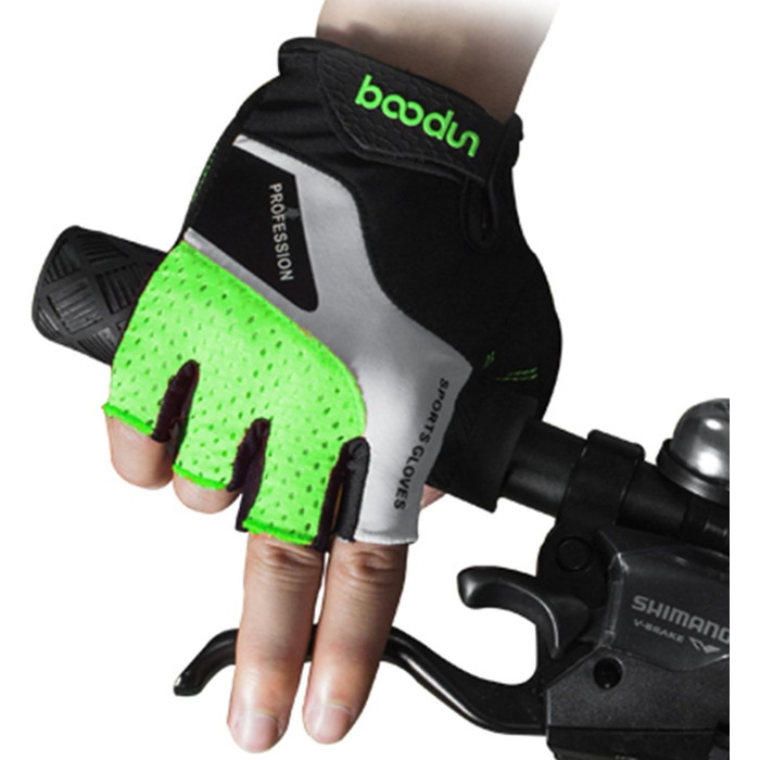 Велосипедні рукавички для чоловіків та жінок, напівпальцеві, дихаючі, антиковзні - зелені, розмір L