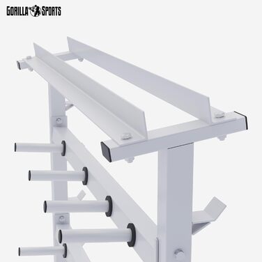 Стійка для гантелей GORILLA SPORTS, 3-рівнева, 30 мм, до 400 кг, сталева, чорна/біла/срібляста – стійка для гантелей і дисків, підставка для штанг