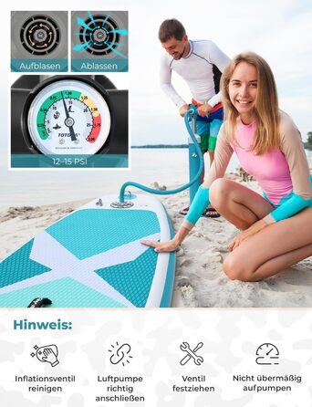 Надувний SUP Борд Glymnis Stand Up Paddle Board 10'6' (320x81x15 см) з Алюмінієвим Веслом, Насосом та Аксесуарами (Білий+Чорний)