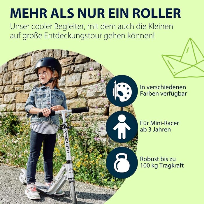 Дитячий самокат HUDORA Little BigWheel, алюмінієвий, великі колеса, для дітей від 3 років, складаний, регульований по висоті, до 100 кг