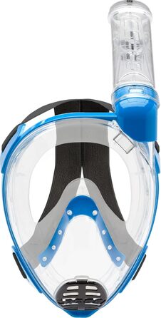 Маска для снорклінгу CRESSI Baron Full Face (S/M, Прозора/Синя) з клапаном та трубкою