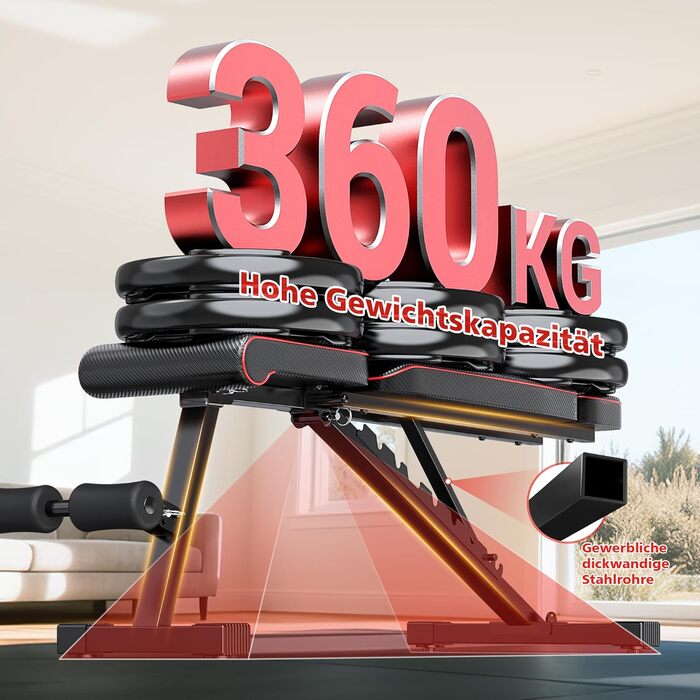 Тренувальна лава XDDIAS з 10-рівневим регулюванням, подовжена підголовник, складна до 360 кг, для дому.