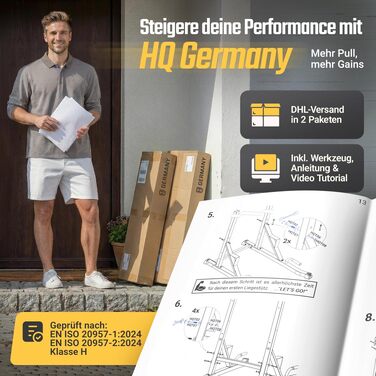 Багатофункціональна турнікова станція HQ Germany Power Tower 8-в-1 з регулюванням висоти, посиленими ручками та підніжками для вправ вдома
