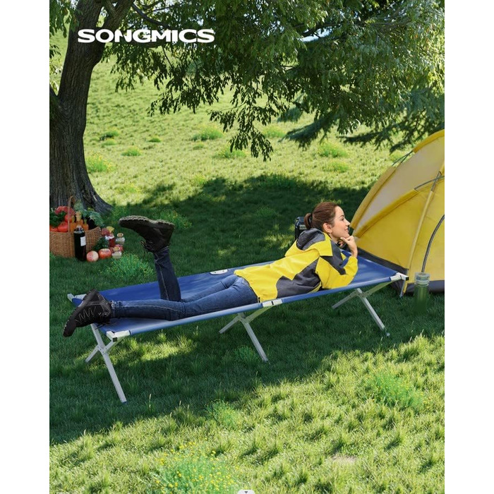 Кемпінгове ліжко SONGMICS - TÜV Rheinland, 210x72x45 см, блакитне