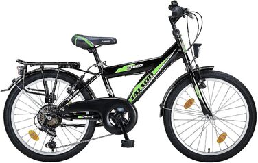 Дитячий велосипед Talson 20 дюймів, 6 швидкостей, з освітленням STVO, чорний/зелений