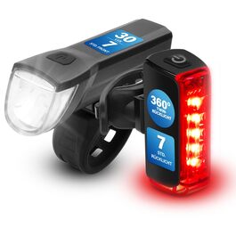 Велосипедний ліхтар FISCHER Twin Set: 360° підсвічування, LED, 30 Lux, USB-C, акумуляторний, для передньої та задньої частини велосипеда