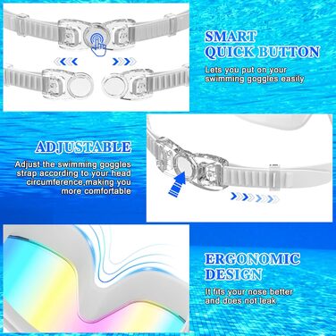 Маска для плавання та дайвінгу Schwimmbrie Unisex L (MC6500-White) з антизапітним покриттям та UV-захистом