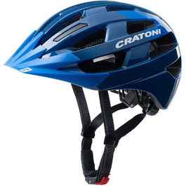 Шолом Cratoni Velo-X для велосипеда та роликів з LED-підсвіткою, легкий, синій глянцевий, S/M (52-57 см)