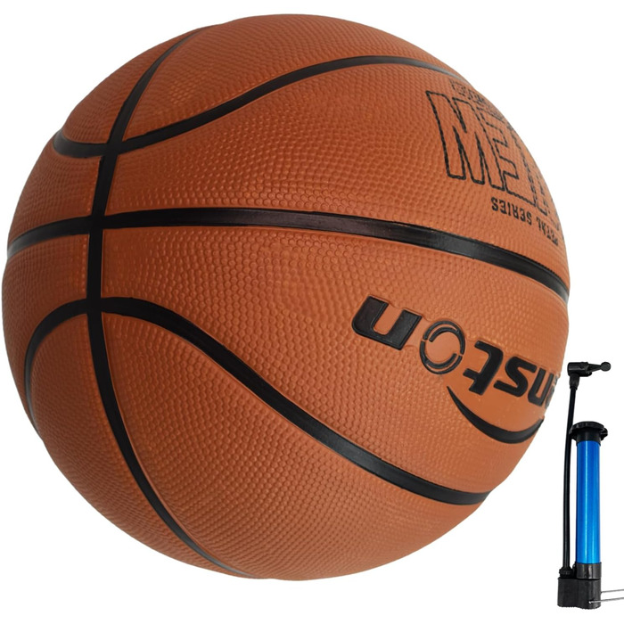 Баскетбольний м'яч Senston, розмір 7, з насосом, для гри на вулиці, дорослий, молодіжний (колір: коричневий)