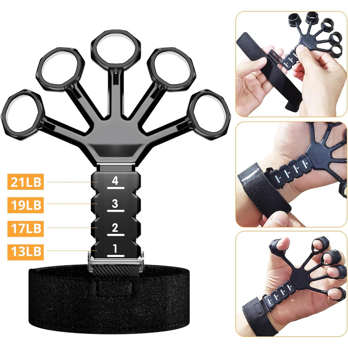 Набір тренажерів для рук ALMAH: 5 шт. для пальців, зап'ястя, сили хвата. Регульовані, для реабілітації та зняття стресу