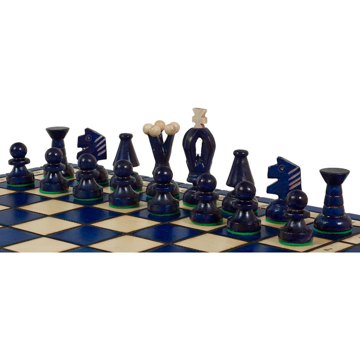 Шаховий набір Sunrise Chess Mittleres Königliches в синьому кольорі (35x35 см) – поєднання традицій та сучасного стилю