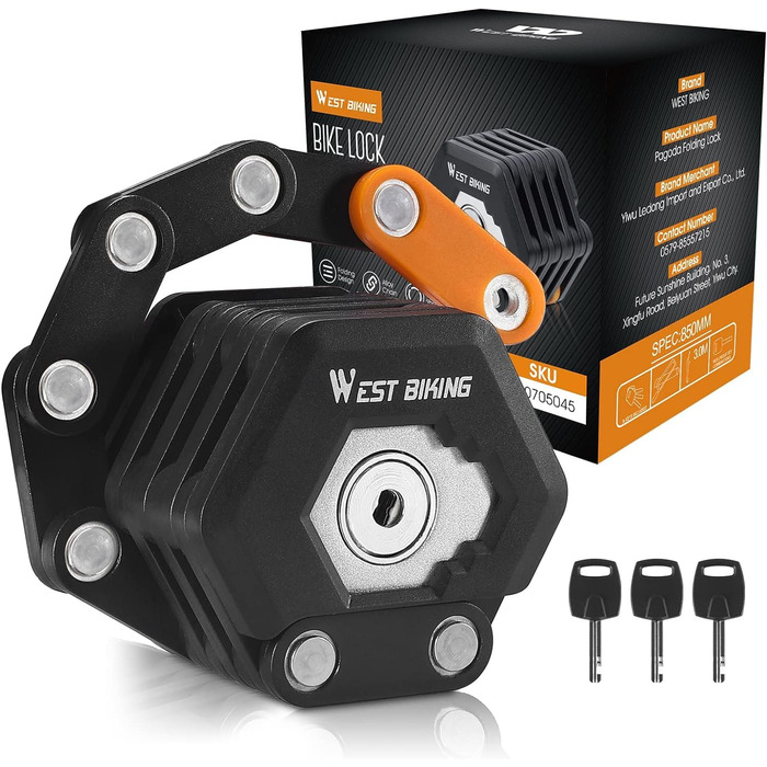 Замок для велосипеда ICOCOPRO Faltschloss, 85 см, висока безпека (чорний)