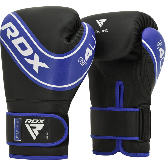 Дитячі боксерські рукавички RDX 6oz 4oz для тренувань, штучна шкіра, вентиляція, Muay Thai, MMA, кікбоксинг, сині